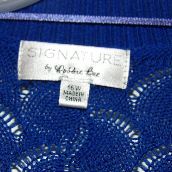 Signature By Robbie Bee Short Sleeve Laser Cut Open Cardigan Sz 16W - Picture 4 of 5